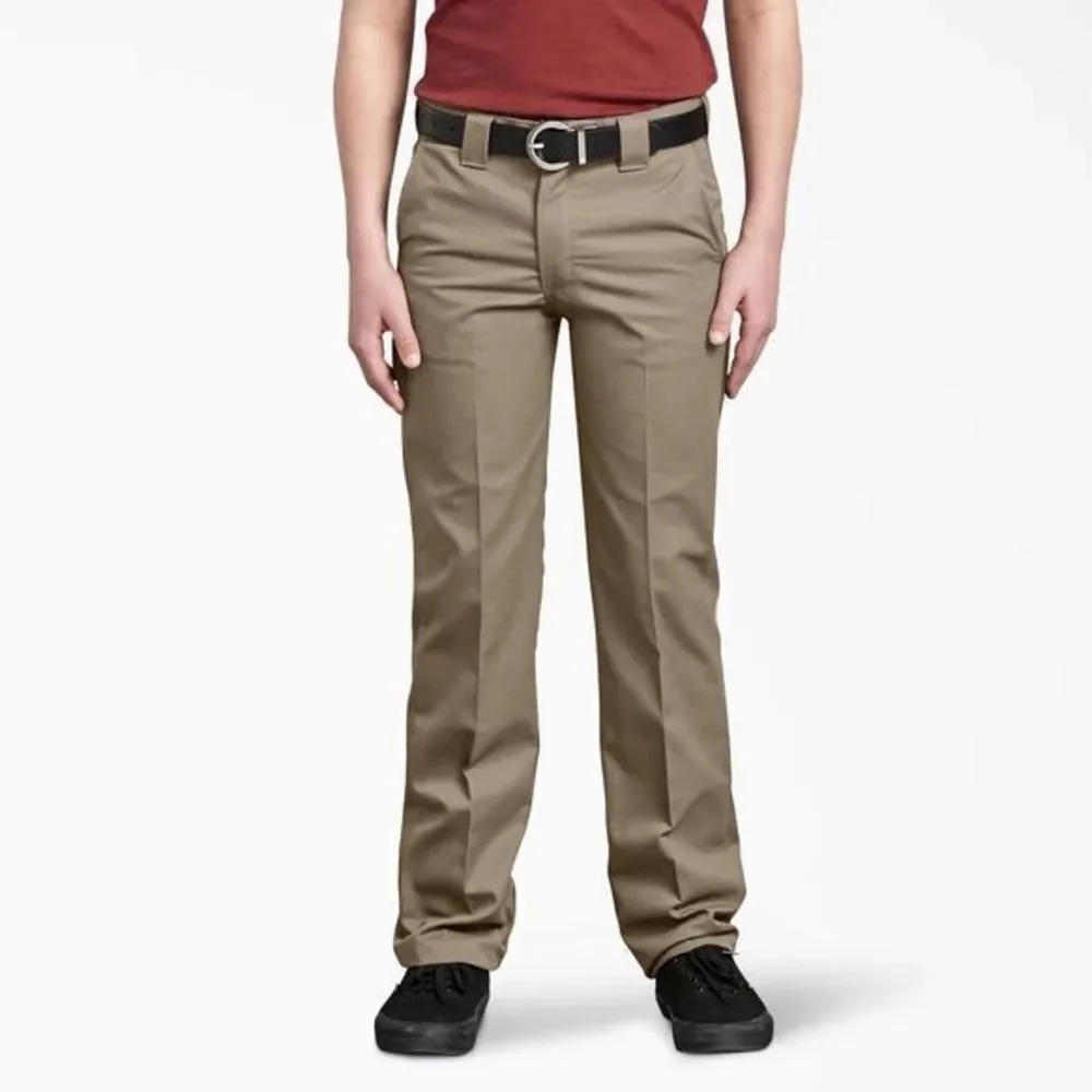 Dickies Boys Classic Fit Pants Straight Leg Flat Front Desert Tan 10 Husky NWT